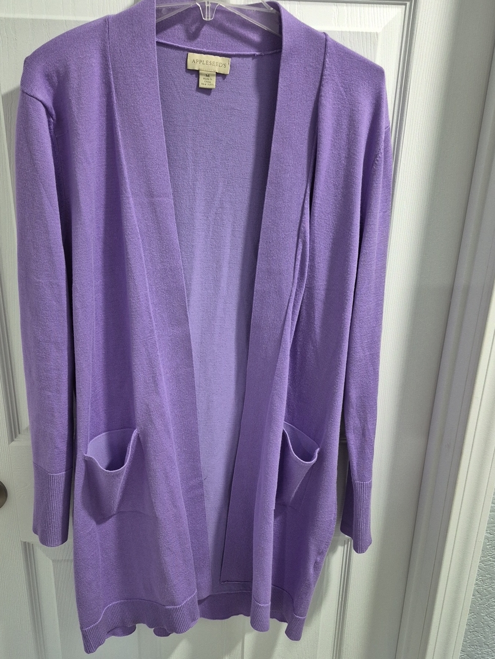 Appleseed's Purple Open-Front Women's Cardigan with Pockets
